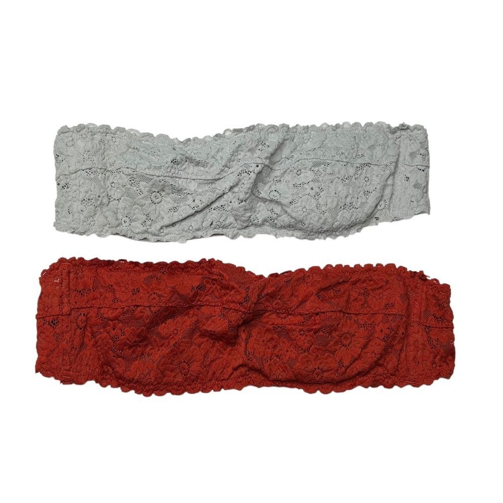 Aerie bra bandeau burnt orange and Gray lace 36C